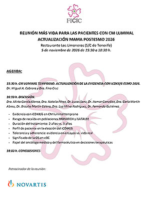 Programa de la Reuni&oacute;n M&aacute;s Vida para las Pacientes con C&aacute;ncer de Mama Luminal, actualizaci&oacute;n POSTESMO 2026 en Tenerife
