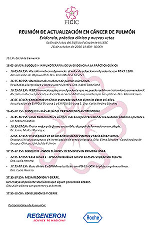 Programa de la Reuni&oacute;n de Actualizaci&oacute;n en C&aacute;ncer de Pulm&oacute;n sobre inmunoterapia, evidencia cl&iacute;nica y nuevos tratamientos