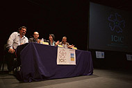 Inauguración de la IV CAPM (Eduardo Blasco, Concejala de Cultura del Ayto. de La Oliva, Víctor Alonso, Consejero del Cabildo y Nicolás Díaz Chico. 