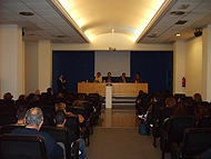 Asamblea ICIC, Nicolás Díaz Chico (i), Javier Dorta, Ángel G. Ravelo y Santiago Fdez. la Puente (d)