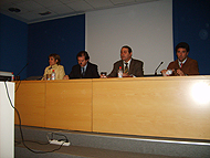 Asamblea ICIC, Nicolás Díaz Chico (i), Javier Dorta, Ángel G. Ravelo y Santiago Fdez. la Puente (d)