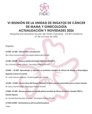 Programa de la VI Reuni&oacute;n de la Unidad de Ensayos de C&aacute;ncer de Mama y Ginecolog&iacute;a, celebrada en Gran Canaria en octubre de 2026